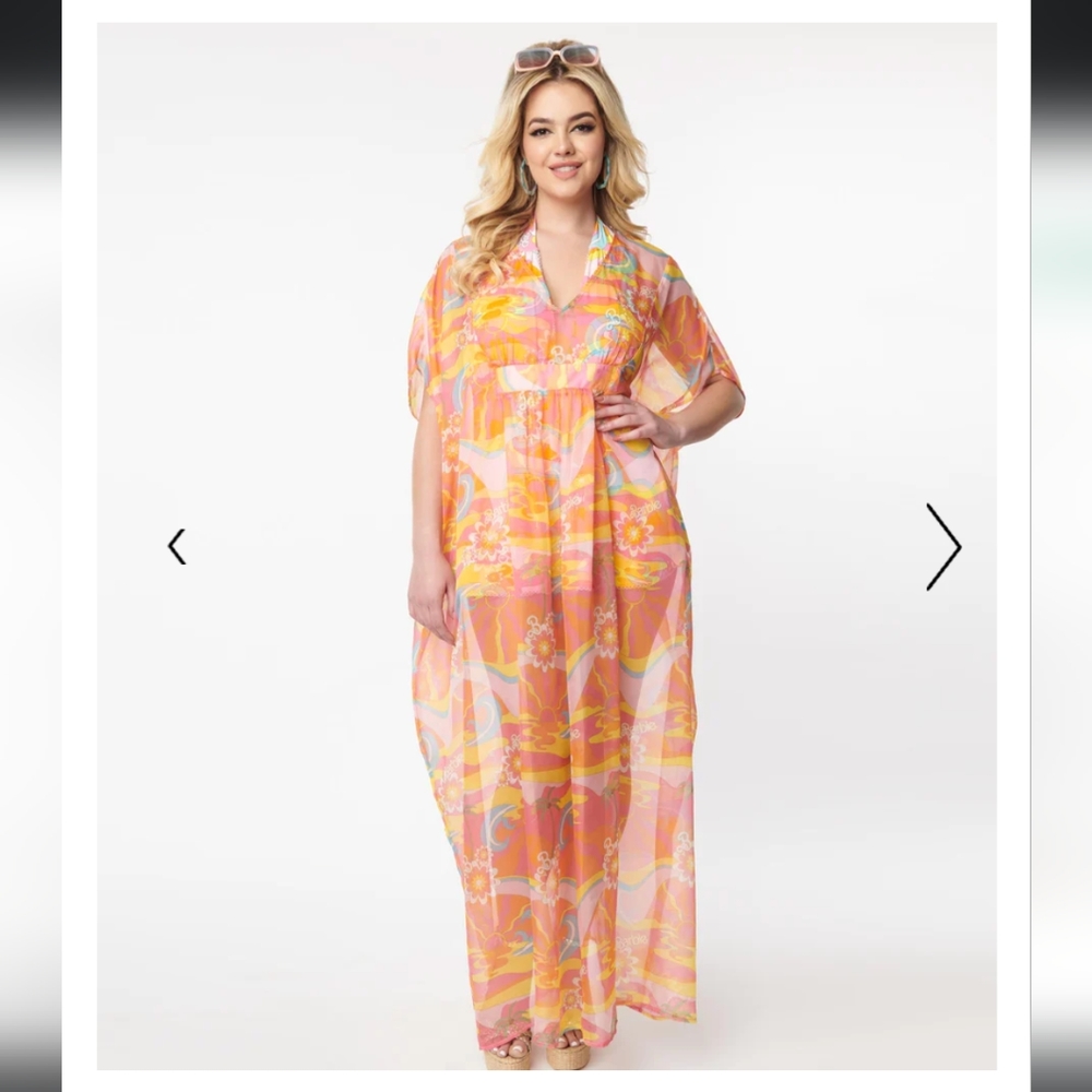 Barbie x Unique Vintage Sheer Caftan Dress, One Size (2-14)